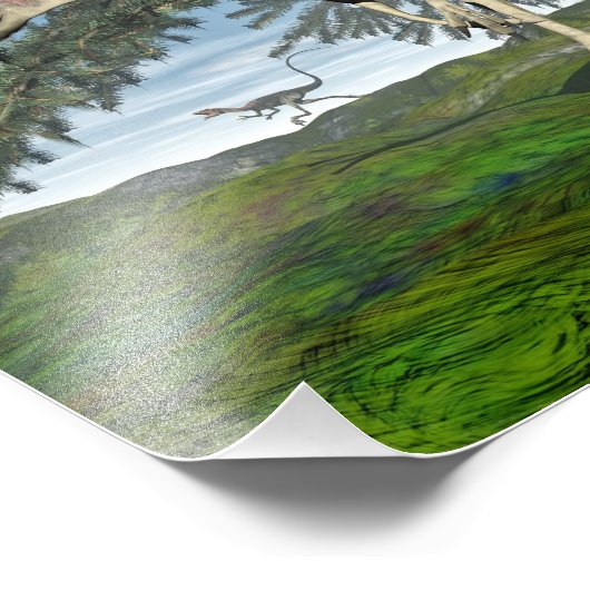 Compsognathus dinosaurussen - 3D rendering Foto Afdruk (Hoek)