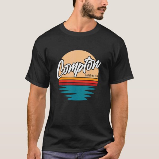 Compton California Gangsta Rap California Retro B T-shirt (Voorkant)