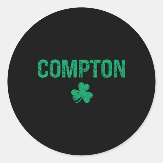 Compton Irish Shamrock St Patrick's Day Ronde Sticker (Voorkant)