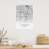 Compton Map - Californië - City Map Poster (Keuken)