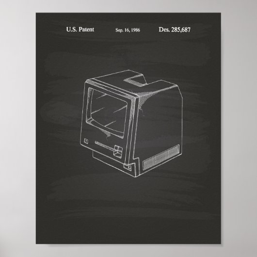 Computer 1986 Patent Art Chalkboard Poster (Voorkant)