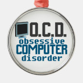 Computer Addicate Funny IT Guy Techie Kerstmis Metalen Ornament (Voorkant)