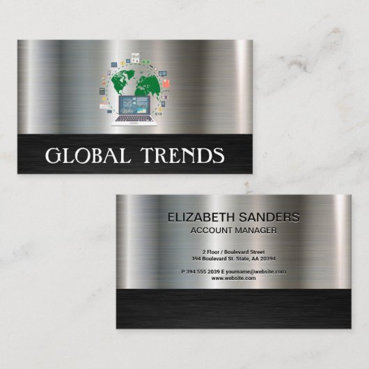 Computer Analyst Wereldkaart Visitekaartje (Voorkant / Achterkant)