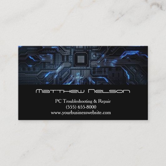 Computer Blue Motherboard-laptop — Technische repa Visitekaartje (Voorkant)