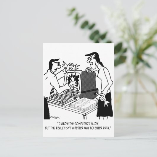 Computer Cartoon 1870 Briefkaart (Staand voorkant)