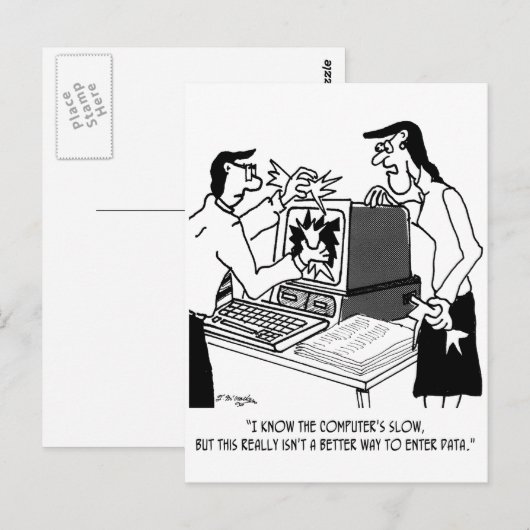 Computer Cartoon 1870 Briefkaart (Voorkant / Achterkant)