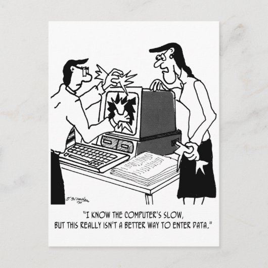 Computer Cartoon 1870 Briefkaart (Voorkant)