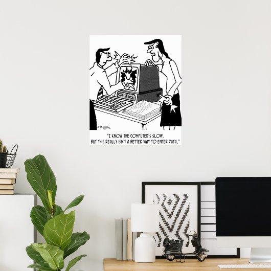 Computer Cartoon 1870 Poster (Thuiskantoor)