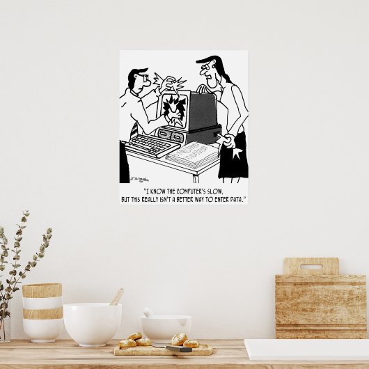 Computer Cartoon 1870 Poster (Keuken)