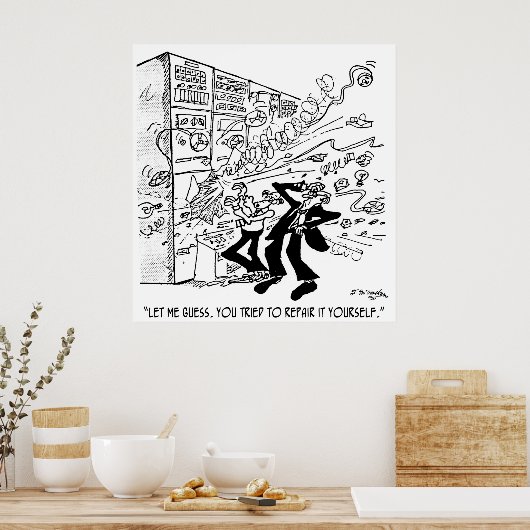 Computer Cartoon 4637 Poster (Keuken)