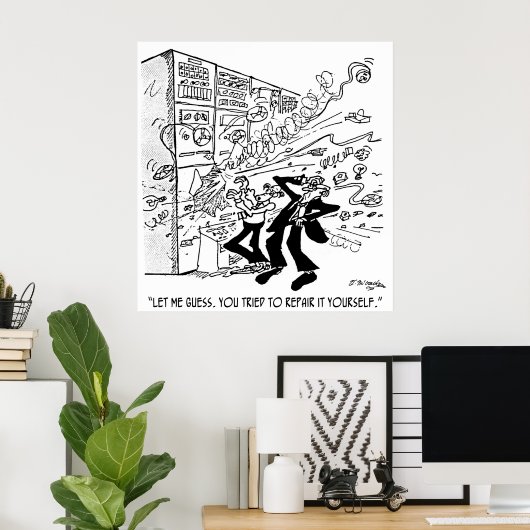 Computer Cartoon 4637 Poster (Thuiskantoor)