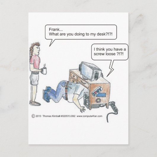 Computer Cartoon-schroef losse Briefkaart (Voorkant)