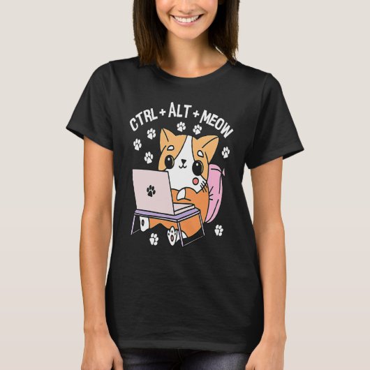 Computer Cat Programmer Hacker Kitten 1 T-shirt (Voorkant)