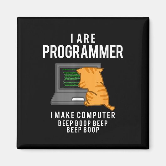 Computer Cat Programmeur Funny Coder Meme Magneet (Voorkant)