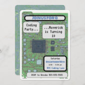 Computer Chip Coding Verjaardagsfeest Kaart (Voorkant / Achterkant)