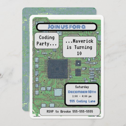 Computer Chip Coding Verjaardagsfeest Kaart (Voorkant / Achterkant)