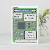 Computer Chip Coding Verjaardagsfeest Kaart (Staand voorkant)