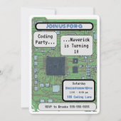 Computer Chip Coding Verjaardagsfeest Kaart (Voorkant)