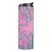 Computer Chip Nerd Black roze blauwe tekstnaam Thermosbeker (Gedraaid links)