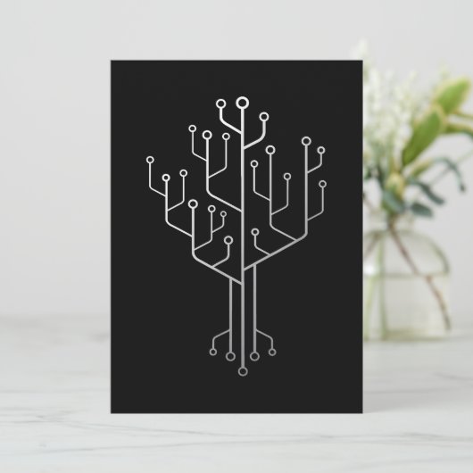 Computer Chip Tree Programmer Coder Engineer Tech Feestdagenkaart (Staand voorkant)
