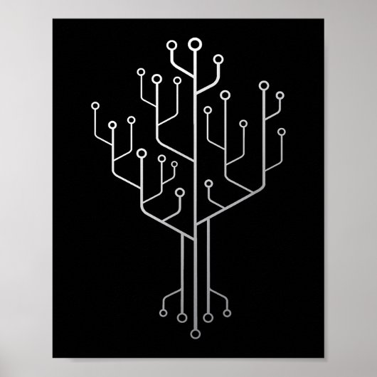 Computer Chip Tree Programmer Coder Engineer Tech Poster (Voorkant)
