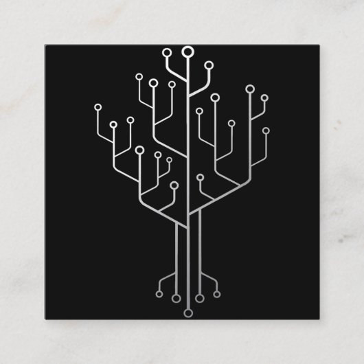 Computer Chip Tree Programmer Coder Engineer Tech Vierkante Visitekaartje (Voorkant)