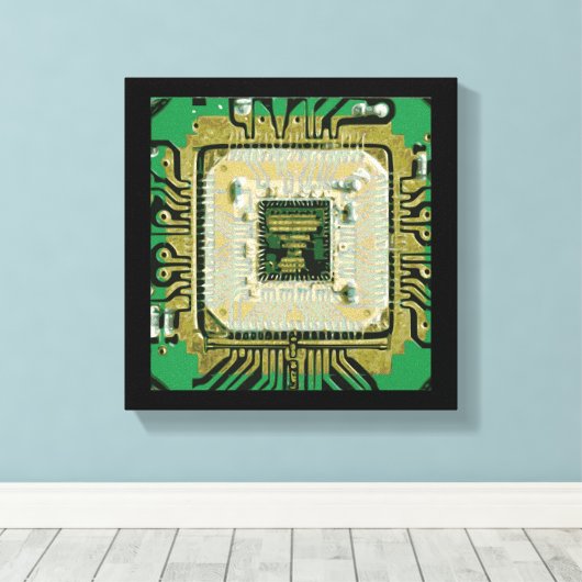 Computer Chip Wall Art Canvas Afdruk (Insitu (Houten vloer))