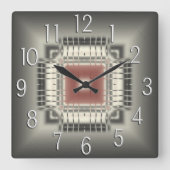 Computer Chip Wall-klok Vierkante Klok (Voorkant)