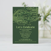 Computer Circuit Board Bar Mitzvah Receptie Informatiekaartje (Staand voorkant)