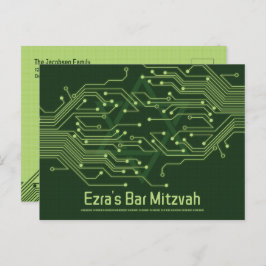 Computer Circuit Board Bar Mitzvah Sla de datum op Briefkaart