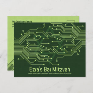 Computer Circuit Board Bar Mitzvah Sla de datum op Briefkaart