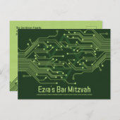 Computer Circuit Board Bar Mitzvah Sla de datum op Briefkaart (Voorkant / Achterkant)