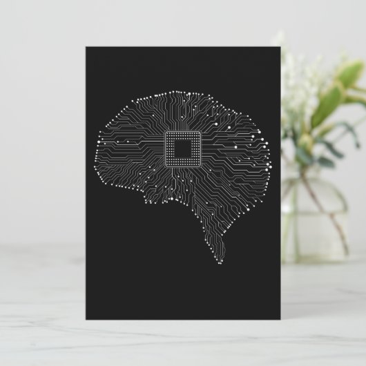 Computer Circuit Board Brain Electrice Engineer Kaart (Staand voorkant)