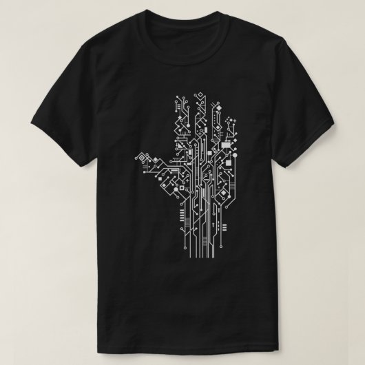 Computer Circuit Board Hand Tech Nerd Geek Engine T-shirt (Design voorkant)