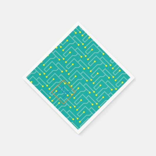 Computer Circuit Board INITIAAL Modern Kleurrijk Servet (Hoek)