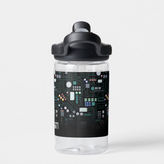 Computer Circuit Board Kinder aangepaste naam Scho Waterfles (Achterkant)