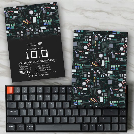 Computer Circuit Board Kinder Robotic verjaardagsf Kaart