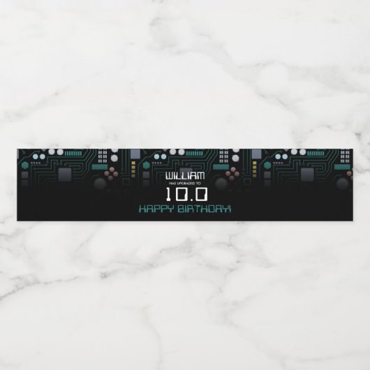 Computer Circuit Board Kinder Robotic verjaardagsf Waterfles Etiket (Enkel label)