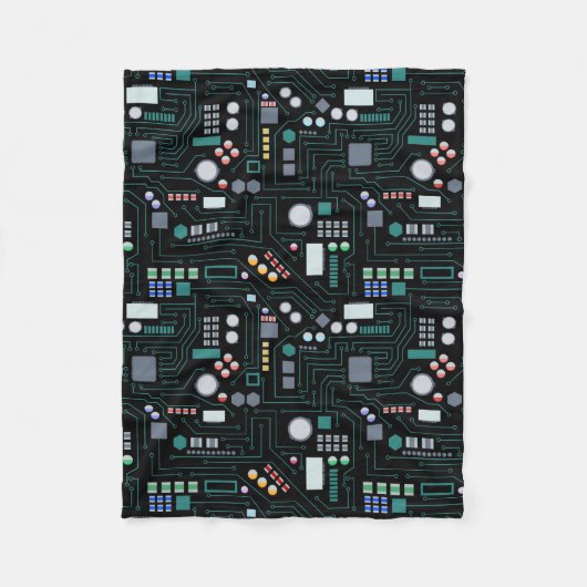 Computer Circuit Board Pattern Fleece Deken (Voorkant)