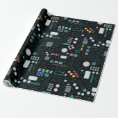 Computer Circuit Board Pattern Kantoor Decor Cadeaupapier (Uitgerold)