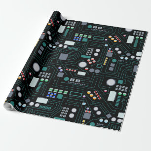 Computer Circuit Board Pattern Kantoor Decor Cadeaupapier