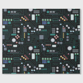 Computer Circuit Board Pattern Kantoor Decor Cadeaupapier (Vlak)