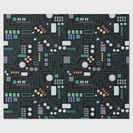 Computer Circuit Board Pattern Kantoor Decor Cadeaupapier (Vlak)