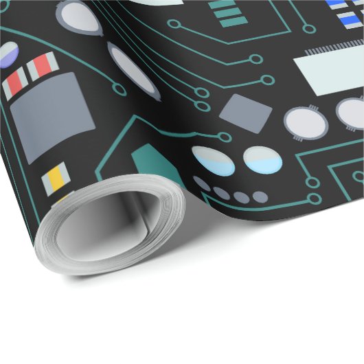 Computer Circuit Board Pattern Kantoor Decor Cadeaupapier (Rol Hoek)