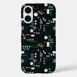 Computer Circuit Board Pattern Kantoor Decor iPhone 16 Hoesje