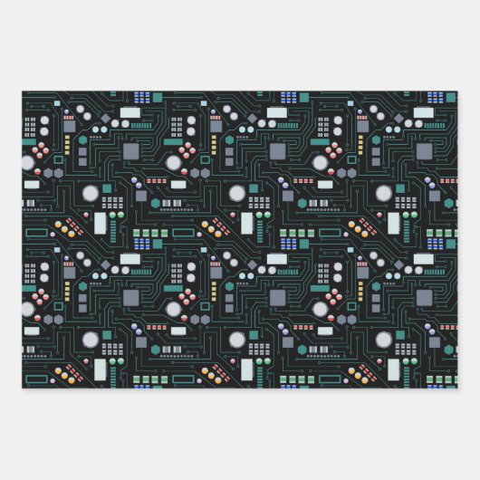 Computer Circuit Board Pattern Kantoor Decor Inpakpapier Vel (Voorkant 3)