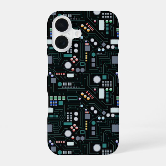 Computer Circuit Board Pattern Kantoor Decor iPhone 16 Hoesje (Achterkant)