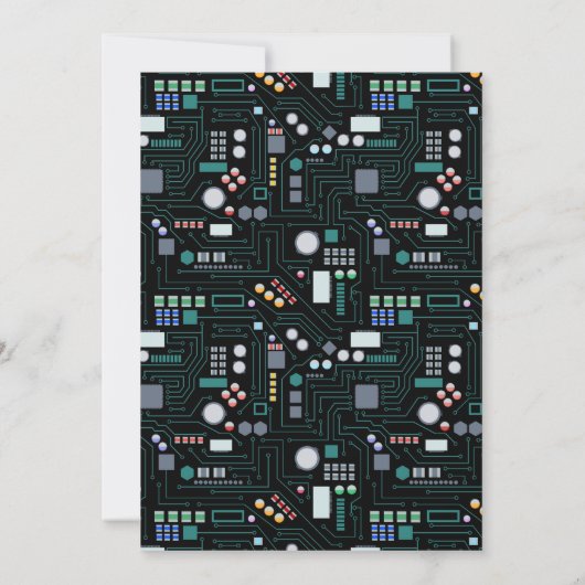 Computer Circuit Board Pattern Kantoor Decor Notitiekaartje (Achterkant)