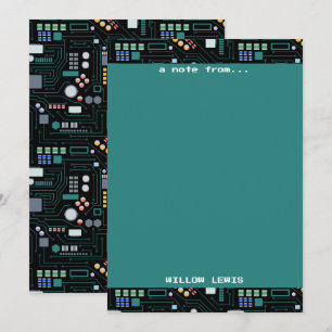 Computer Circuit Board Pattern Kantoor Decor Notitiekaartje