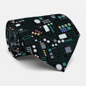 Computer Circuit Board Pattern Kantoor Decor Stropdas (Opgerold)